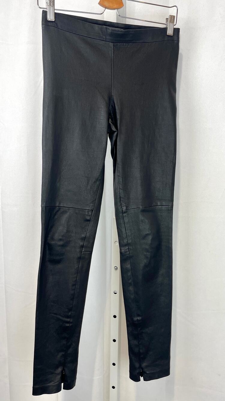 VINCE 100% Lamb Leather Leggings Pull On Skinny Zip Ankle Pants Black Size S